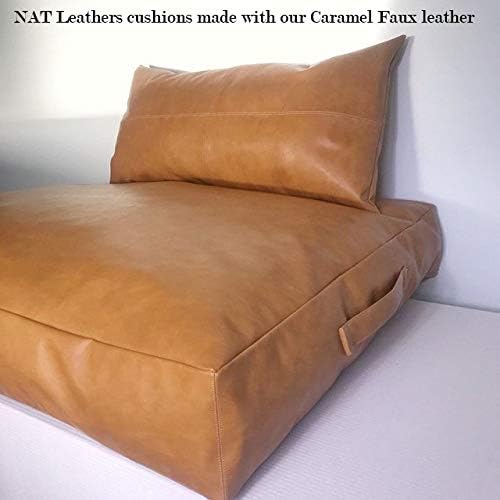 Caramel Light Tan Soft Faux Vegan PU Leather Sheet Fabric by The Yard Synthetic - Image 6