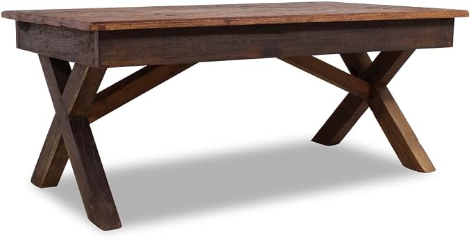 Handmade Rustic Farmhouse Coffee Table from Mixed Recycled Woods, 43.3 x 23.6 x - Image 3