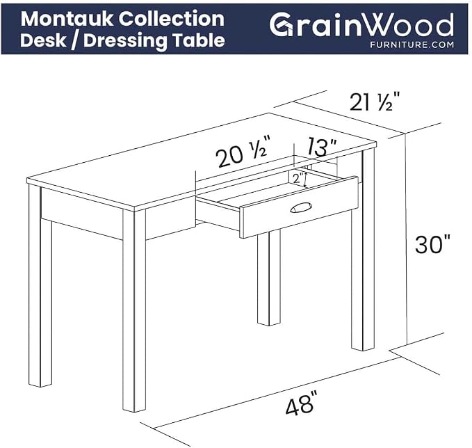 Grain Wood Furniture Montauk Desk/Dressing Table, Rustic Walnut - Image 2