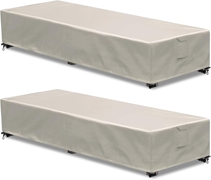 Outdoor Chaise Lounge Cover 2 Pack Patio Lounge Chair Covers Waterproof 600D by GoldenRaindrop