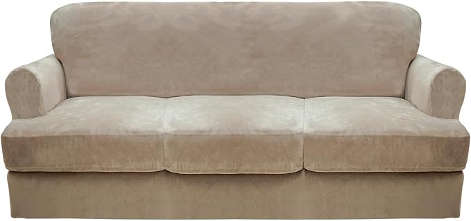 CUCRAF Cushion Sofa Cover 4 Piece Slipcovers, Soft Thick Velvet Couch Cover by CUCRAF