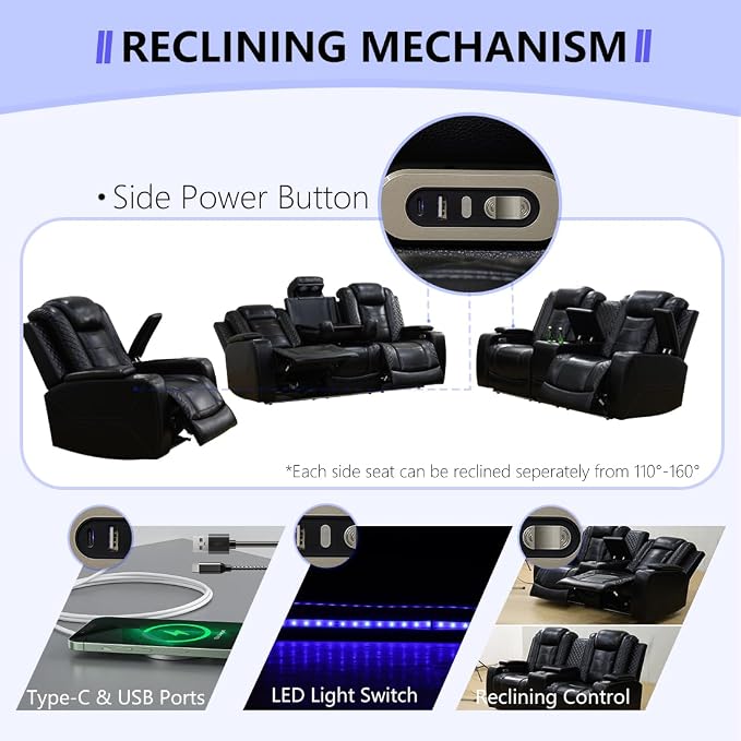 Leather Power Recliner Loveseat - Image 4