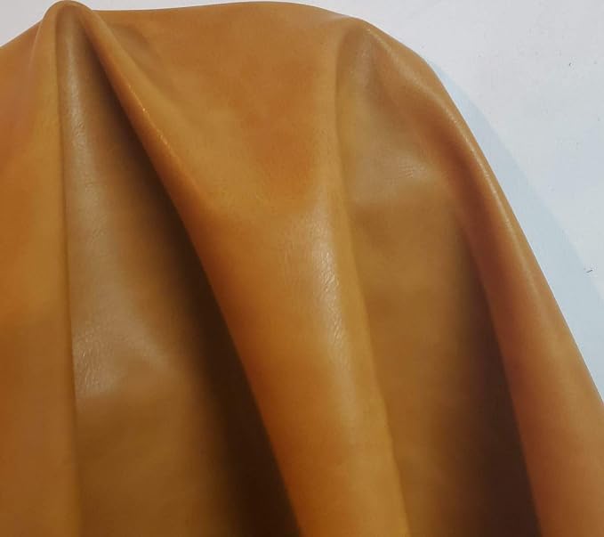 Caramel Light Tan Soft Faux Vegan PU Leather Sheet Fabric by The Yard Synthetic - Image 2