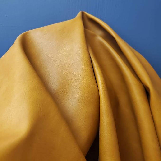 Caramel Light Tan Soft Faux Vegan PU Leather Sheet Fabric by The Yard Synthetic - Image 3