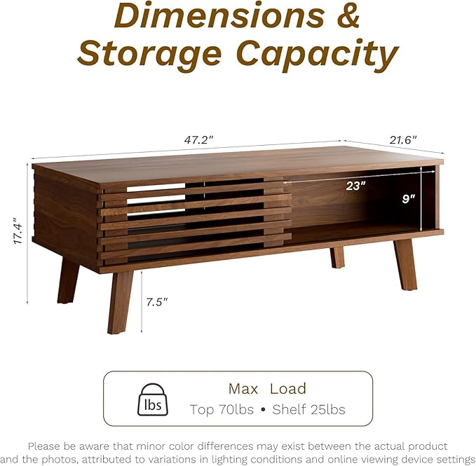MAISONARIA Living Room Table Sets of 4, Mid Century Coffee Table & TV Stand & - Image 4