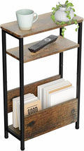 THUMEYE 7.1" Narrow Side Table for Small Spaces, 3 Tier Small End Table by THUMEYE
