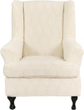 KRFOONN Stretch Wing Chair Slipcovers Jacquard 2 Piece Wingback Chair Covers by KRFOONN