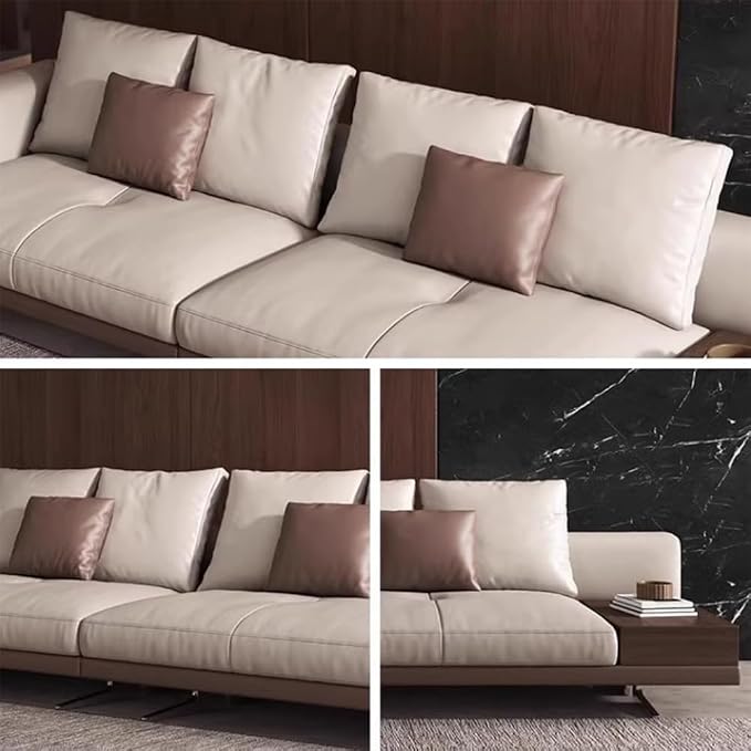 Italian Luxury Simple Leather Sofa, Solid Wood Frame, Spacious and Soft Sofa - Image 5