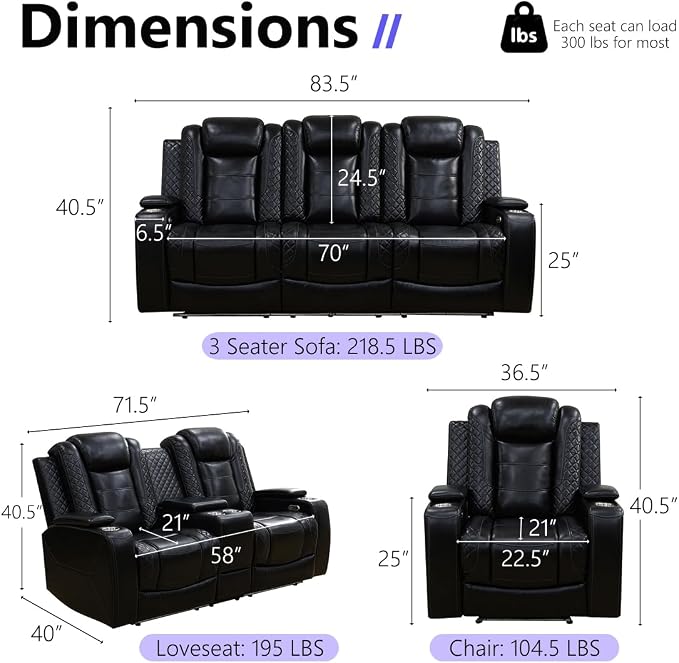 Leather Power Recliner Sofa Set - Image 2