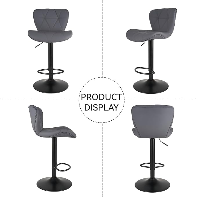 Nalupatio Modern Bar Stools Set of 4, Adjustable Faux Leather Upholstered - Image 5