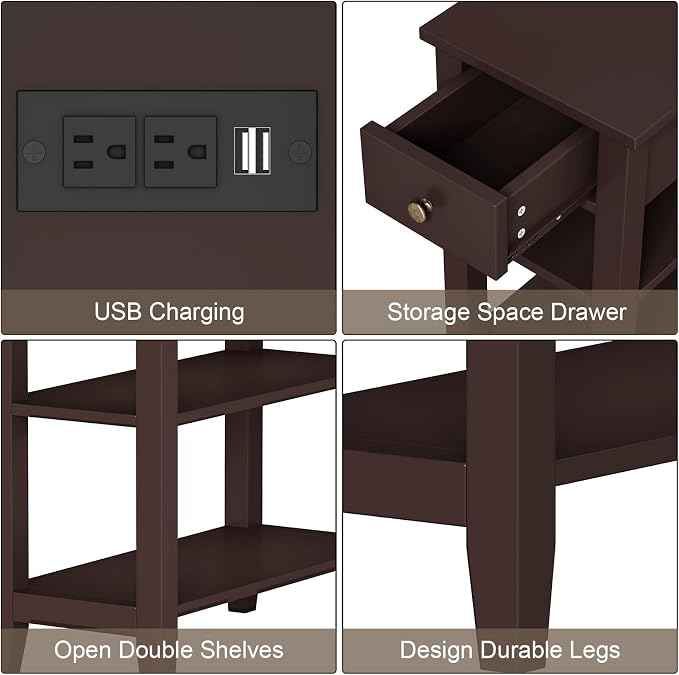 ChooChoo Narrow End Table Set of 2, Side Table Living Room - Image 6