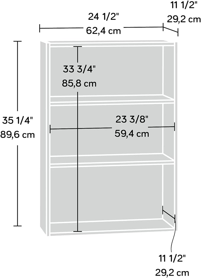 Sauder Beginnings 3-Shelf Bookcase/ Book shelf, Soft White finish - Image 3