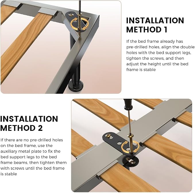 4Pcs Bed Frame Support Leg, Adjustable Height 5"-8.6", Extra Sturdy Steel Bed - Image 8