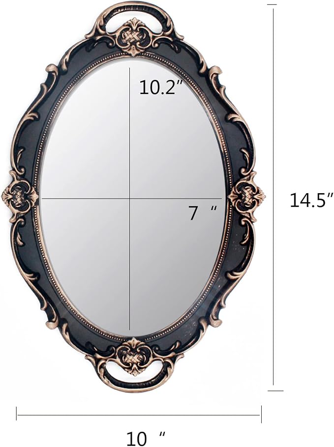Eaoundm 14.5 x 10 inchs Smallest Oval Antique Decorative Wall Mirror Vintage - Image 5