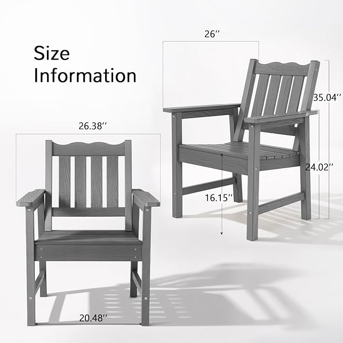 Stoog Outdoor Chairs Set of 2, All-Weather HIPS Patio Dining Chairs - Image 3