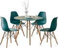 5-Piece Round Dining Table Set, Small 35.5" Kitchen Table Chairs Set of 4 Space by LECAFURHL