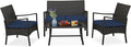 Tangkula 4 Pieces Outdoor Conversation Set, Patio PE Wicker Sofa by TANGKULA