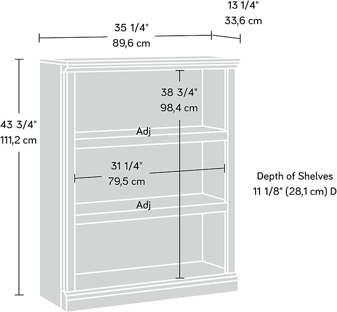 Sauder Miscellaneous Storage 3-Shelf Bookcase/ Book shelf, Salt Oak finish - Image 3