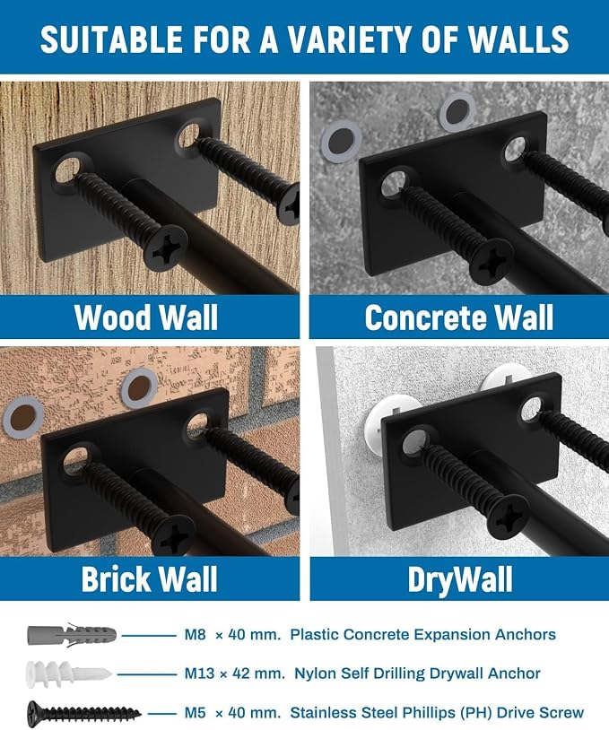 LEOPO 6-Pack 6 inch Floating Shelf Brackets, Hidden Shelf Bracket - Image 6