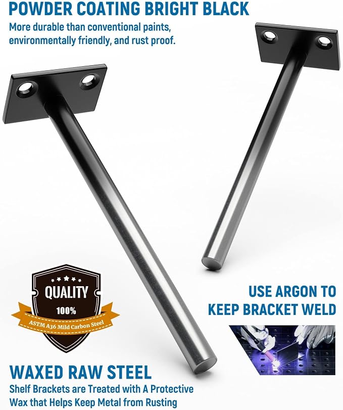 LEOPO Black 24-Pack 5 inch Floating Shelf Brackets, Hidden Shelf Bracket - Image 4
