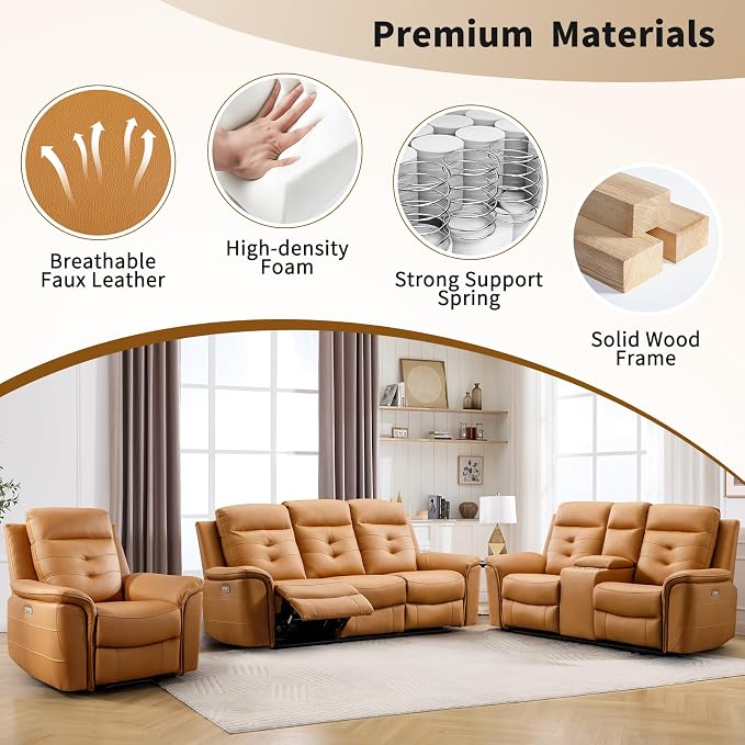 ANJ 2-Piece PU Leather Recliner Sofa Set - Image 7