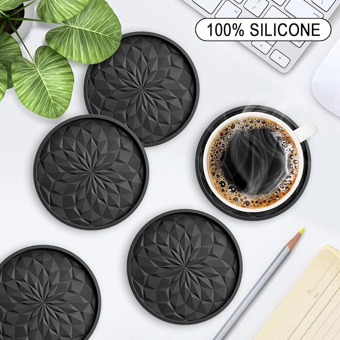 ME.FAN Silicone Coasters with Holder, Drinking Coasters - Image 2