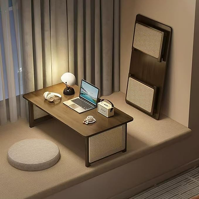 Japanese Floor Table Bamboo Folding Coffee Table Portable Solid Wood Japanese - Image 5