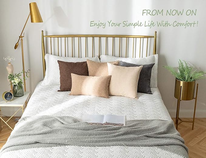 Stellhome Burlap Throw Pillow Covers Square Solid Decorative Farmhouse Linen - Image 6