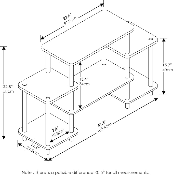 Furinno Turn-N-Tube No Tools Entertainment Center, Round Square Corner - Image 3