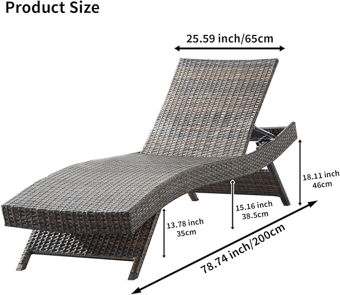 Outdoor Chaise Lounge Chairs + Coffee Table Set of 3 - Image 2