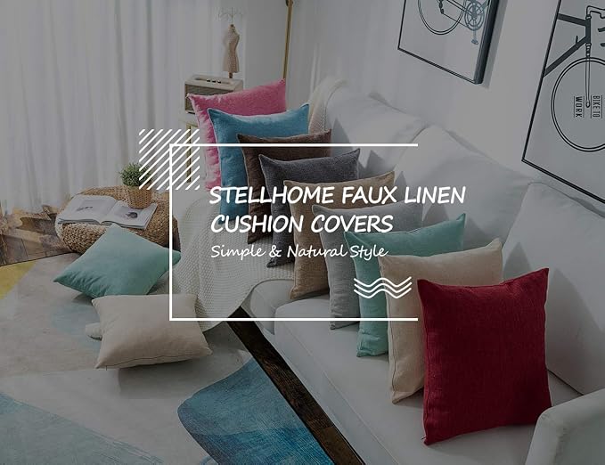 Stellhome Christmas Decorative Burlap Throw Pillow Covers Square Solid - Image 6
