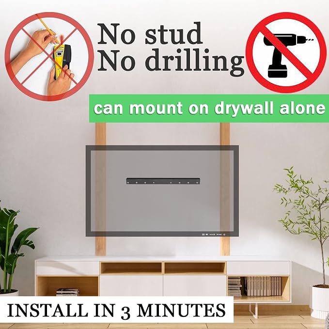 No Stud TV Wall Mount, Drywall Studless TV Hanger No Damage, No Drill, Non - Image 3