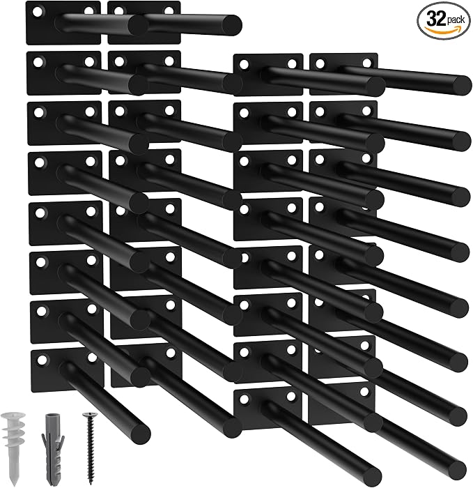 LEOPO Black 32-Pack 8 inch Floating Shelf Brackets, Hidden Shelf Bracket by FinestHomeDecor