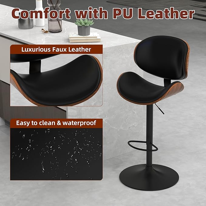civama Bar Stools Set of 4 for Kitchen Counter, Adjustable Bar Height Chairs - Image 5