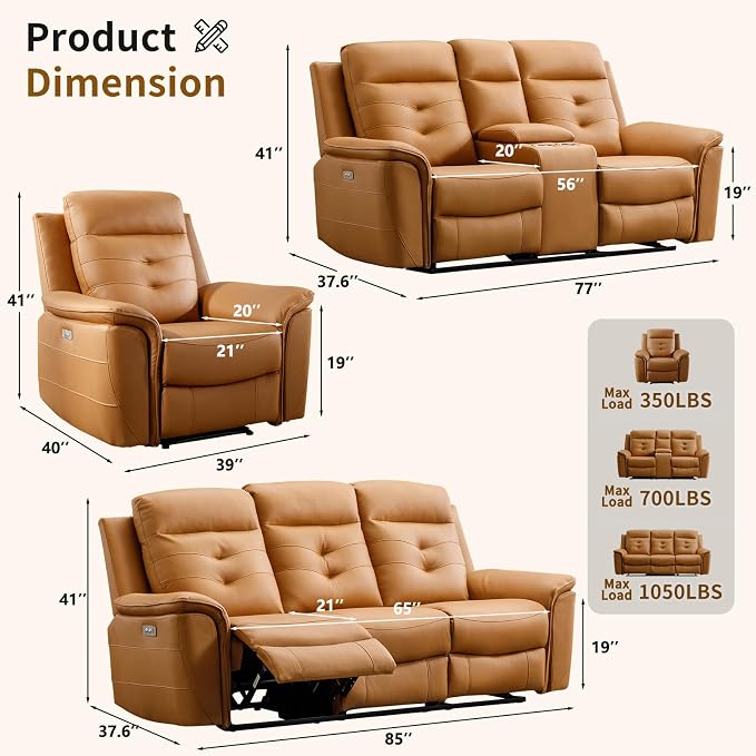 ANJ Power Reclining Loveseat Sofa - Image 2