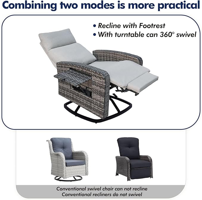 ZZW Outdoor Recliner Chair, Wicker Patio Recliners - Image 6