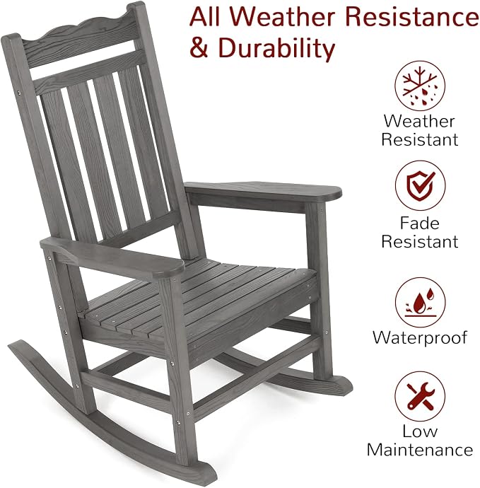 Stoog Outdoor & Indoor Rocking Chair, All-Weather Porch Rocker - Image 4