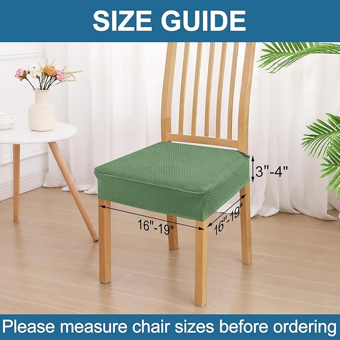Smiry Waterproof Seat Covers for Dining Room Chairs Set of 2, Stretch Jacquard - Image 2