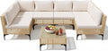Devoko Patio Furniture Set, 7 Pieces Outdoor Wicker Sectional Couch by DEVOKO