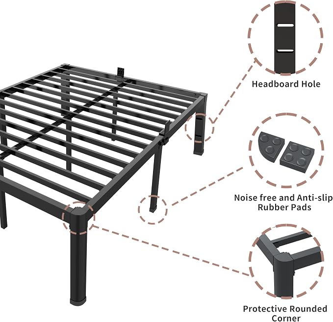 ROIL 14 inch California King Size Bed Frame Metal Platform No Box Spring Needed - Image 6