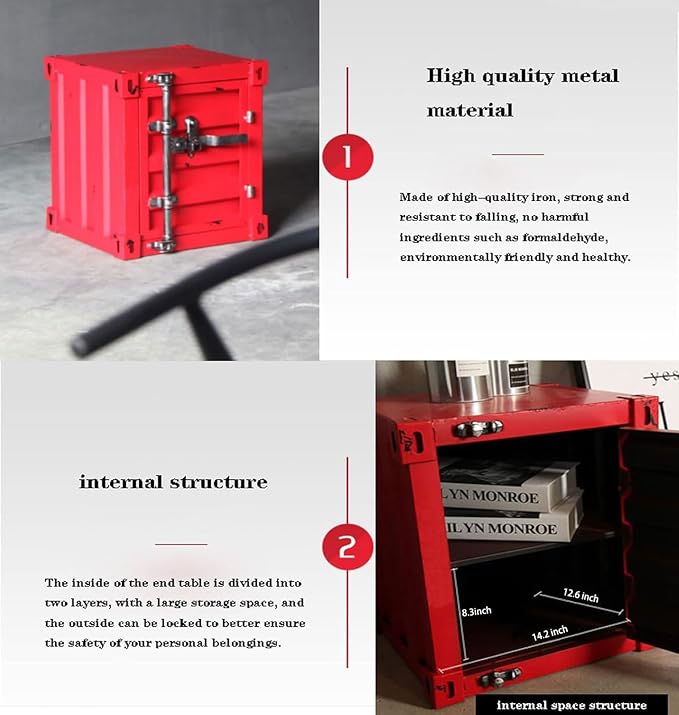 ZHAOYONGLI-End Tables Industrial Nightstand Table, Old - Image 7