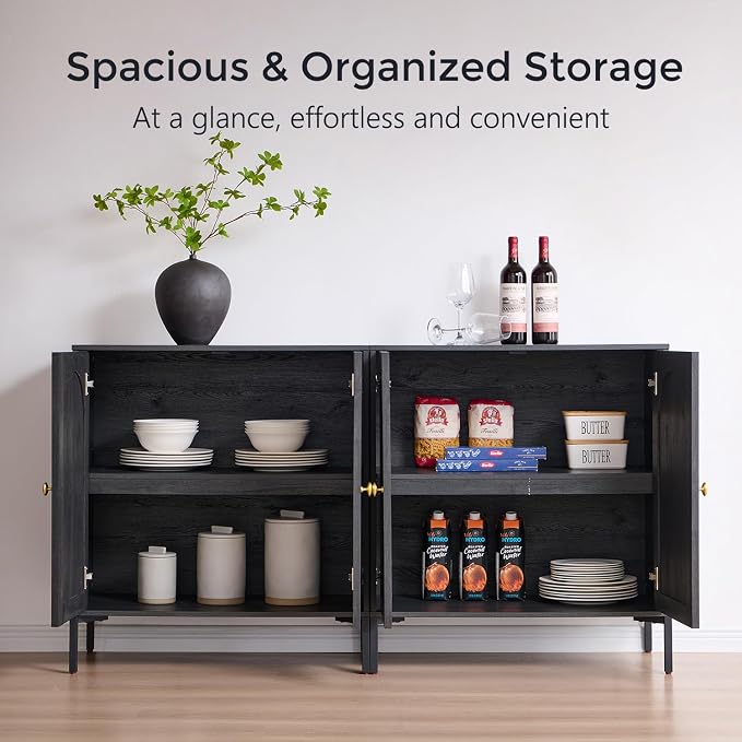 IFBUY Modern Sideboard Buffet Cabinet, 123.5" W Fluted Arched Buffet Cabinet - Image 3