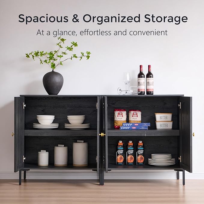 IFBUY Modern Sideboard Buffet Cabinet, 61.75" W Fluted Arched Buffet Cabinet - Image 3
