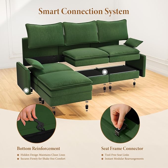 Vesgantti 108" Modular Sectional Sofa, Comfy Cloud Couch - Image 5