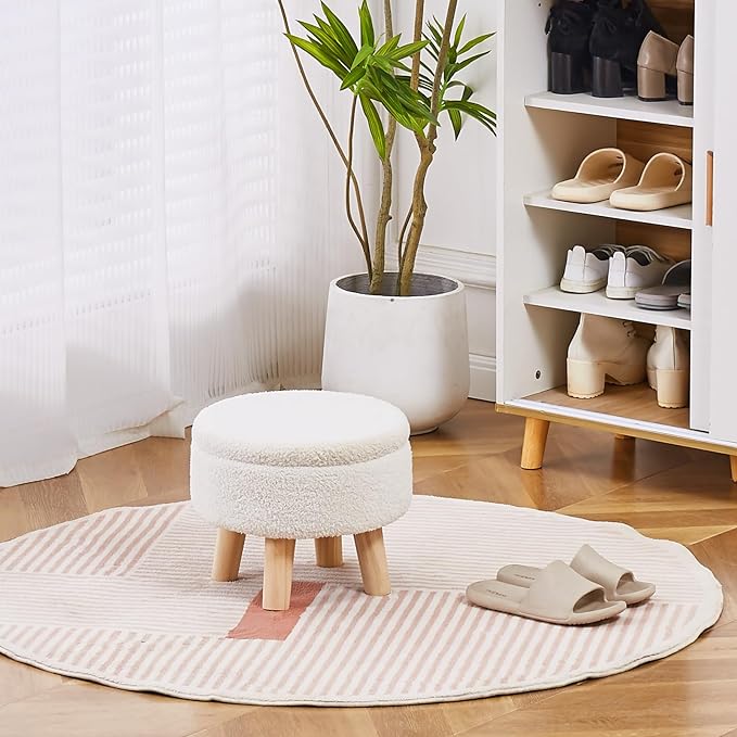 Wimarsbon Storage Ottoman, Modern Round Footrest - Image 6