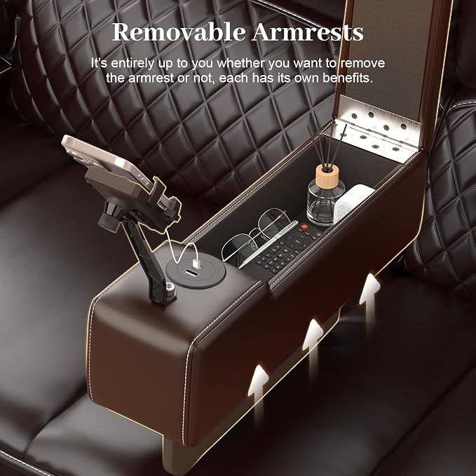 Yolsali Manual Reclining Sectional Sofa Set, 7 Seats Soft Leather Recliner - Image 7