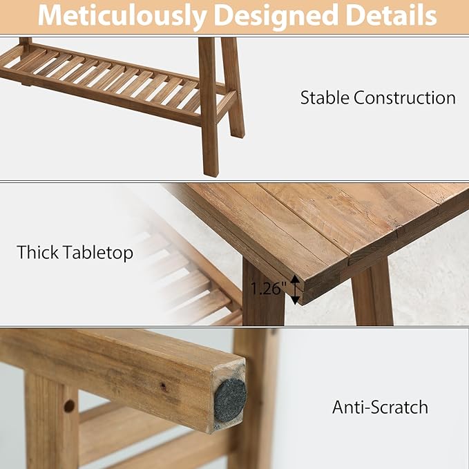 HOKYHOKY Reclaimed Solid Wood Console Table, Rectangular Couch Table Behind Sofa - Image 7