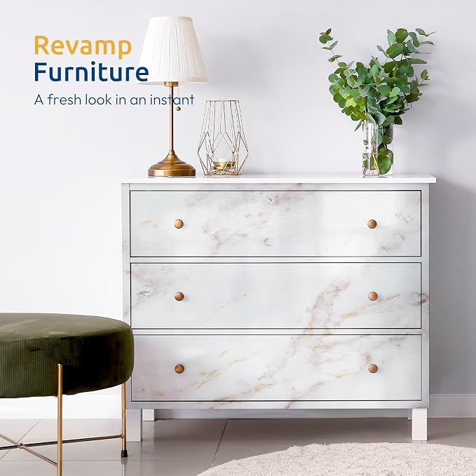 rabbitgoo Glossy Marble Contact Paper Peel and Stick Wallpaper 17.5" X 118.1" - Image 3