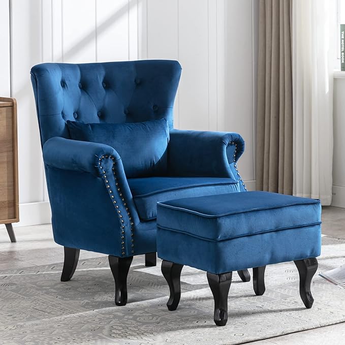 Mid Century Modern Accent Chair Upholstered Armchair Comfy Velvet Tufted by Janoray