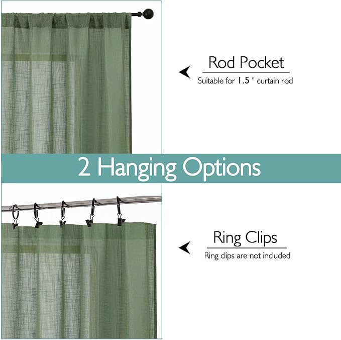 Chyhomenyc Semi Sheer Curtains 63 Inch Length 2 Panels - Image 4